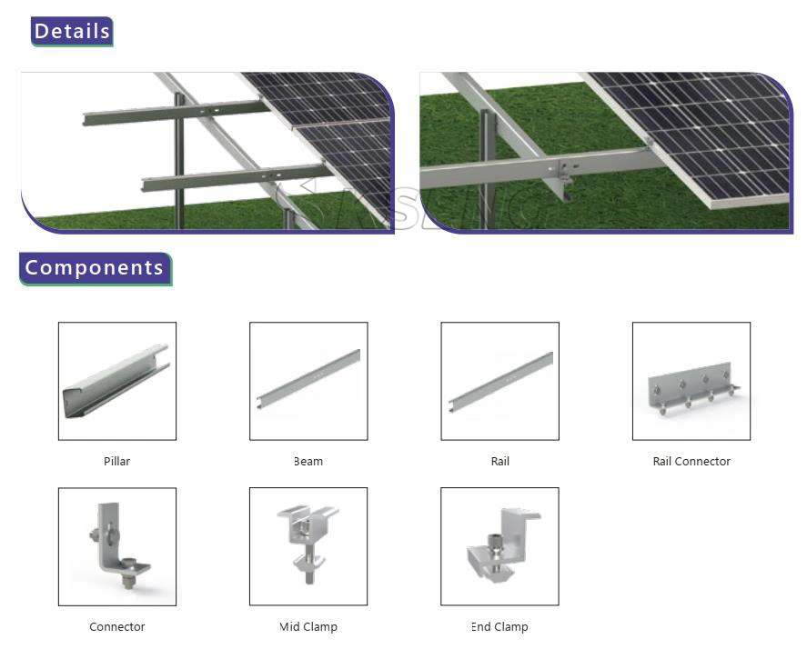 High Strength Solar Panel Pile Ground Mount Bracket Carbon Steel Ground Mounting Solar Tile Ground Mount System